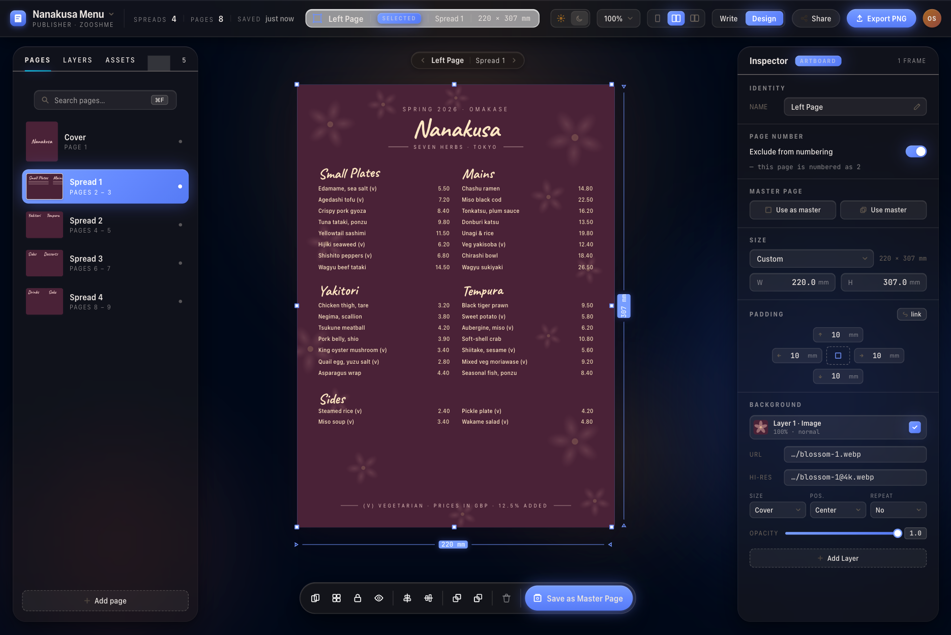 Placeholder for the ZOOSH ME! content form where a restaurant enters dishes and prices